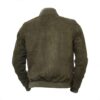 Men Olive Suede Bomber Jacket - Image 2