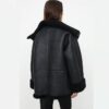 Women B3 RAF Aviator Black Styled Sheepskin Shearling Leather Jacket - Image 4