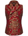 Devil Fashion Mens Vest Waistcoat Red Gold Damask Gothic Steampunk Aristocrat