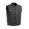 Men's Black Leather Motorbike Vest Handmade Motorcycle Club Vest Diamond Stitch