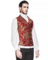 Devil Fashion Mens Vest Waistcoat Red Gold Damask Gothic Steampunk Aristocrat - Image 3