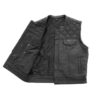 Men's Black Leather Motorbike Vest Handmade Motorcycle Club Vest Diamond Stitch - Image 3