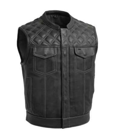 Upside Perforated Men's Leather Club Vest Ideal for Riders