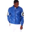 8 Ball Blue Hooded Leather Jacket - Image 2