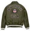 Men's Icon Olive Avirex Bomber Leather Jacket - Image 6