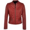 Bloom- Maroon Women’s Leather Jacket