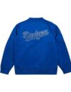 LA Dodgers Vintage Royal Lightweight Satin Bomber Jacket - Image 2