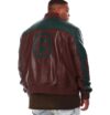 Men’s 8 Ball Genuine Leather Jacket B&T Brown/Green - Image 3