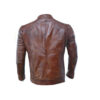 Men’s Brown Zip Embellished Leather Jacket - Image 2