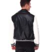Men's Moto Colrblock Bomber Leather Jacket - Image 3