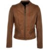 Women’s Chocolate Brown Ionic Leather Jacket