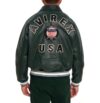 Icon Hunter Green Avirex Bomber Leather Jacket - Image 5