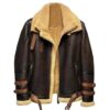 Ronald Double Belted Cuffs Collar Brown Shearling Jacket