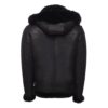 Lucas Black Aviator Bomber Shearling Jacket with Hoodie - Image 3