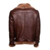 Phan's Brown Aviator bomber shearling jacket with a waist belt - Image 2