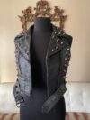 Black Studded Spiked Motorcycle Vest - Image 2