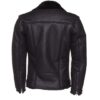 Black on Black Shearling Biker Jacket with Belt - Image 2