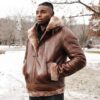 Felix Brown bomber jacket with hoodie - Image 3