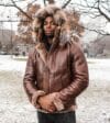 Felix Brown bomber jacket with hoodie - Image 4