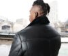Black Trucker Style Shearling Jacket - Image 4
