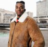 Lucian's distressed brown A2 Bomber shearling jacket - Image 2
