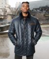 Drew Navy quilted sheepskin shearling coat - Image 4