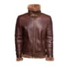Phan's Brown Aviator bomber shearling jacket with a waist belt - Image 3