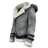 Rocco Vintage Distressed Grey Aviator bomber shearling jacket with hoodie - Image 5