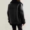 Black RAF B3 Trimmed Sheepskin Shearling Leather Biker Jacket - Image 2