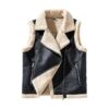 Mens Faux Suede Vest Lapel Casual Fleeced Warm Waistcoat Jacket Sleeveless Tops
