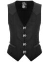 Punk Rave Mens Vest Waistcoat Black Gothic Steampunk Victorian VTG Faux Leather