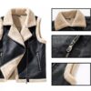 Mens Faux Suede Vest Lapel Casual Fleeced Warm Waistcoat Jacket Sleeveless Tops - Image 4