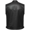 Mens Cordura Fabric Club Denim Motorcycle Vest Genuine Leather Cut Off Waistcoat - Image 2