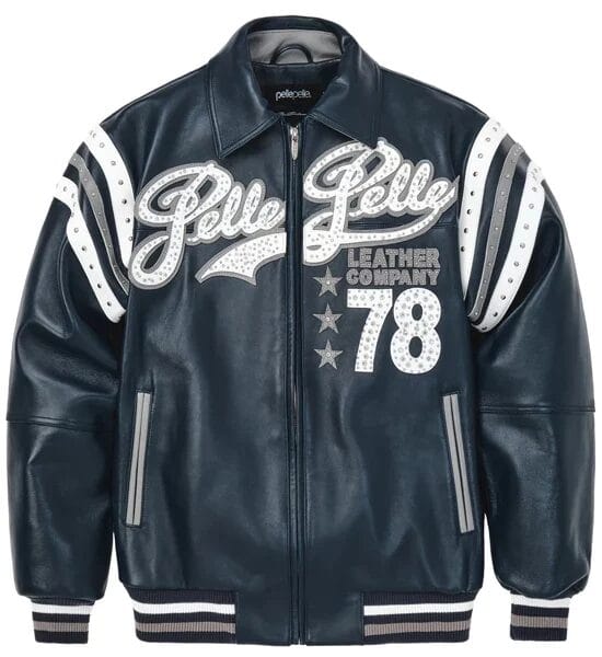 Pelle Pelle Encrusted Varsity Plush Navy