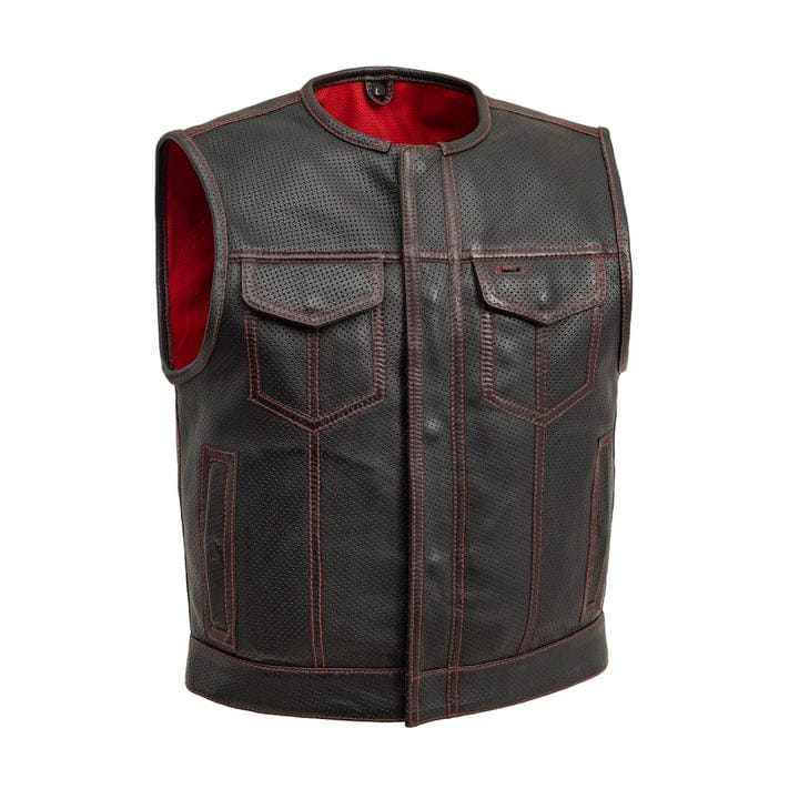 Lowside Men's Breathable Perforated Motorcycle Leather Vest