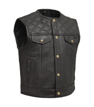 Shell Shock Men's Premium Leather Motorcycle Vest