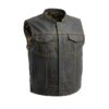 Men's Club Cut Leather Motorcycle Vest Multiple Colors
