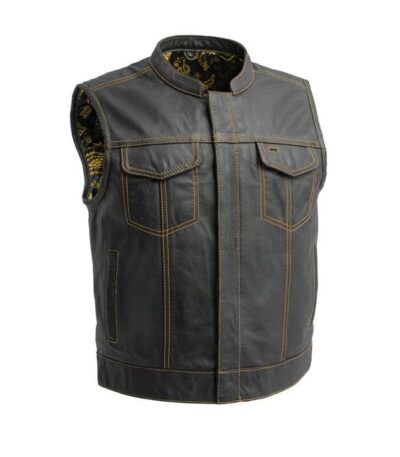 Men's Club Cut Leather Motorcycle Vest Multiple Colors