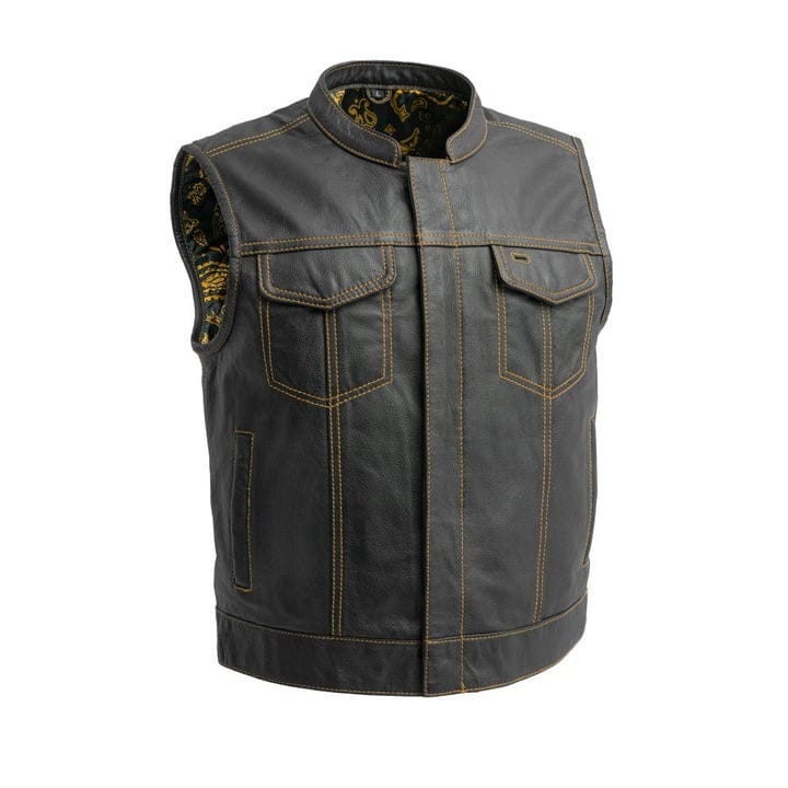 Men's Club Cut Leather Motorcycle Vest Multiple Colors