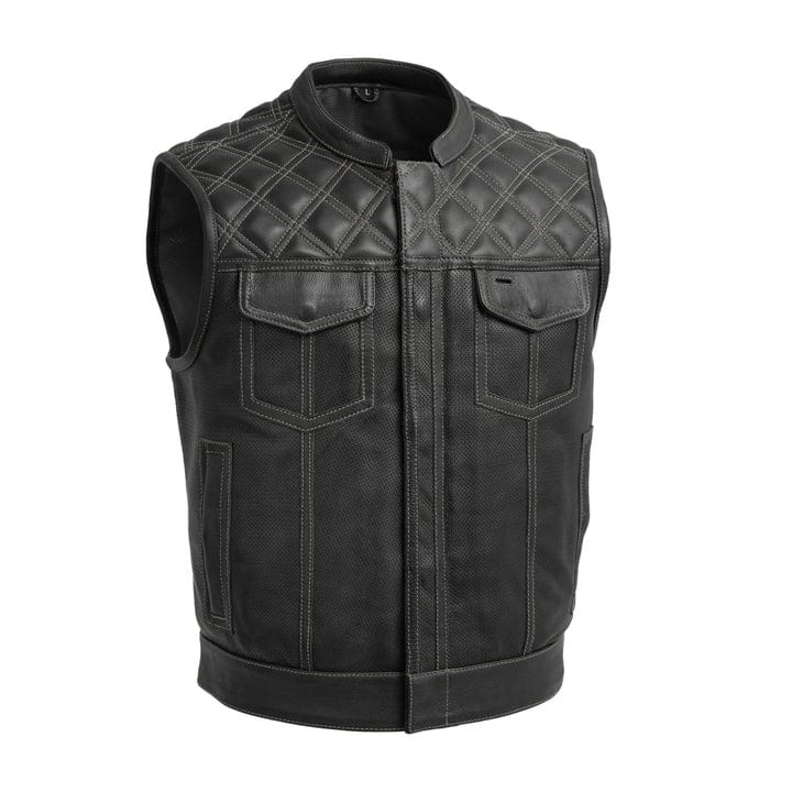 Upside Perforated Men's Leather Club Vest Ideal for Riders